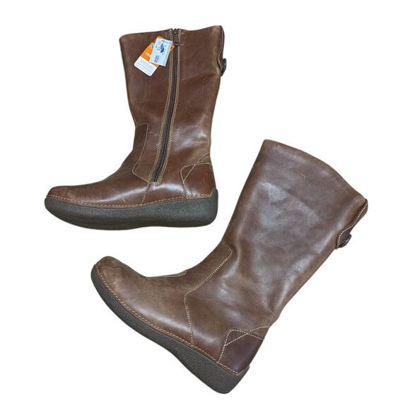 Duluth Trading Co Adina Leather Boots Wide Calf Tan Brown Womens 8.5 Workwear - Picture 1 of 5